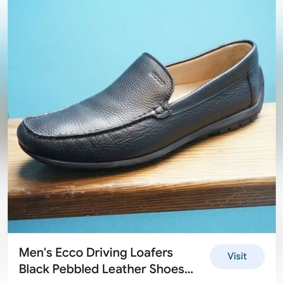 ECCO Men’s Black Pebbled  Leather Driving Shoes Loafers Moccasins EU 42 US 8-8.5 ECCO Loafers Mens 42 EU 8-8.5 US Black Venetian Driving Moc  main image 4